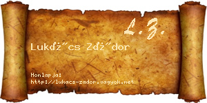 Lukács Zádor névjegykártya